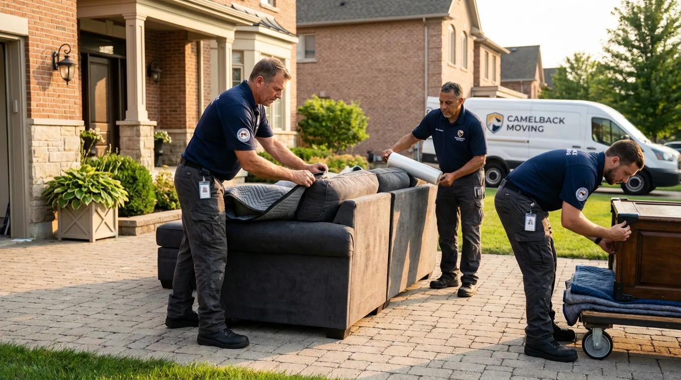 Large estate moving crew wrapping furniture in Lyford, TX